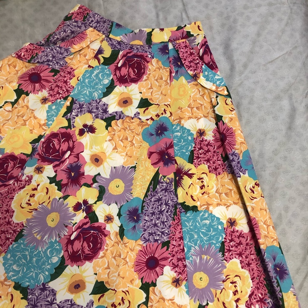 collectif vintage floral midi skirt
